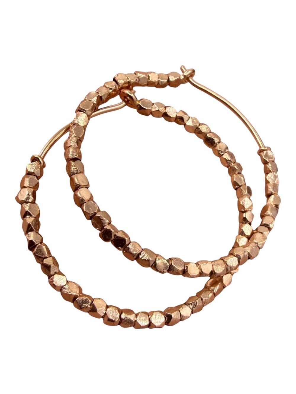 Pyrite Circle Hoop Earrings 925 Sterling Silver Rose Gold Plated 1 Inch